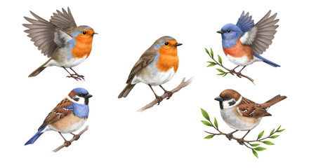 Fototapeta premium Realistic Pixelated Birds Illustration On A Transparent Background