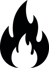Black fire icon flame symbol heat element