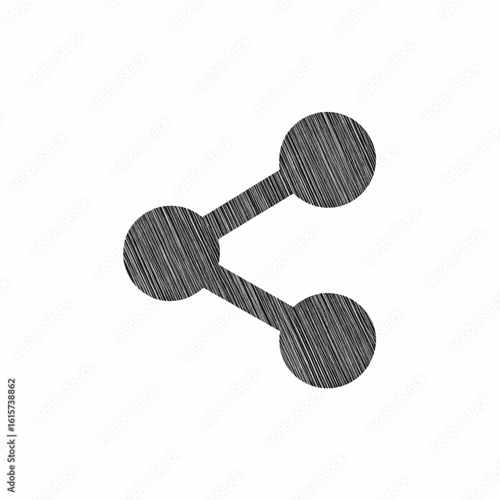 Poster modern digital share icon in scribble style representing social network connection and online commun