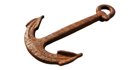 Realistic Rusty Anchor Isolated On Transparent Black Background Maritime Sea Concept