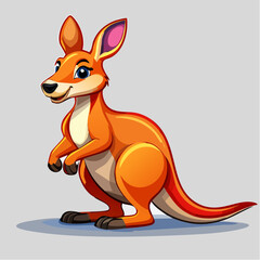 Charming Cartoon Kangaroo Standing Alertly with a Playful and Friendly Expression