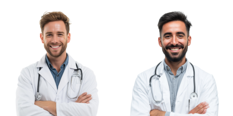 Set of male doctor isolated on a transparent background