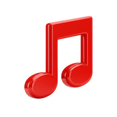 Red 3D Rendered Music Note Isolated On Transparent Background Illustration