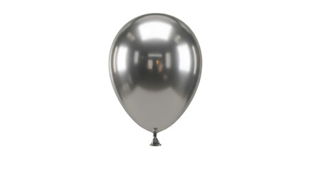 Realistic 3D Render of a Shiny Silver Balloon Isolated on Transparent Background