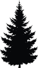 Classic Christmas Tree Silhouette Isolated on White