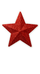 Obraz premium Red Glitter Star Illustration Isolated On Transparent Background Festive Ornament