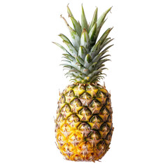Single ripe pineapple, vibrant yellow and green