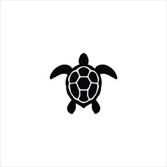 Obraz premium Turtle icon, black vector with hexagonal shell pattern and naturalistic limbs in profile view