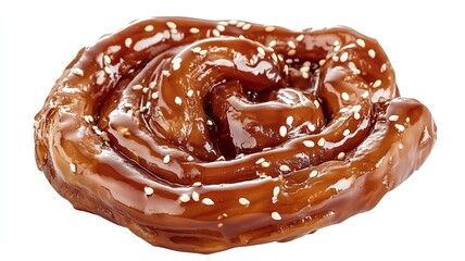Fototapeta premium Salted caramel with sesame seeds isolated on a white background.