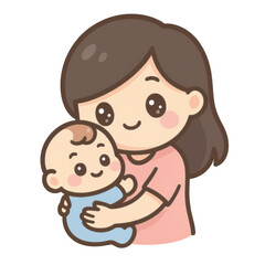 A mother lovingly holding her smiling baby.