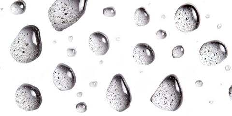 Water droplets scattered around on transparent png background