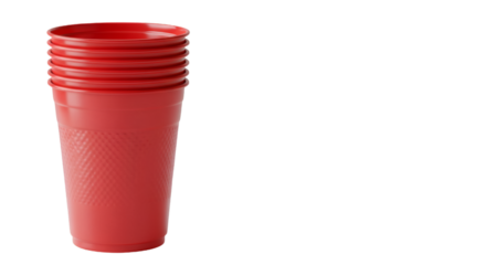 Red Plastic Cups Stacked Empty Isolated Object PNG Background