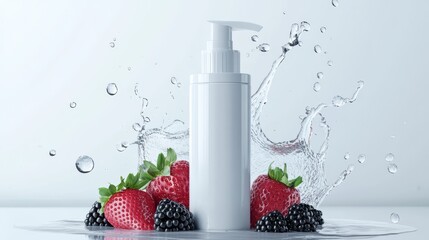 white empty bottle cosmetic with berries