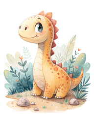 Cute Watercolor Dinosaur 