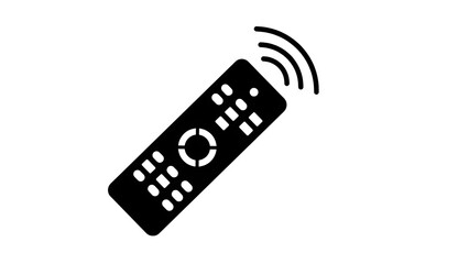  Black and White Remote Control Icon with Wireless Signal Waves