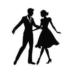Couple dancing in silhouette with man in suit and woman in dress