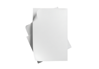 Clean White Paper Mockup:  Curled Edges, Studio Shot, Minimalist Design, Blank Template,  Perfect for Branding  transparent background