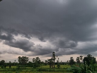 Ominous Clouds over the Horizon: The sky transforms into a dramatic spectacle as dark, billowing...