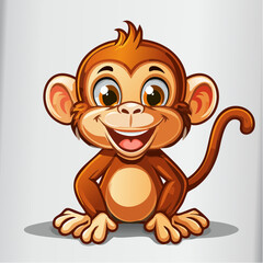 Obraz premium Charming Cartoon Monkey with a Playful Expression Ready for Animation and Storytelling