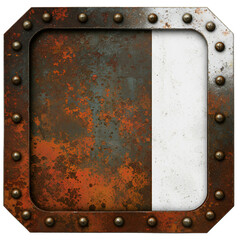 Rusty Metal Frame Illustration With Rivets On Isolated White Background