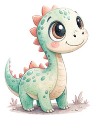Cute Watercolor Dinosaur 