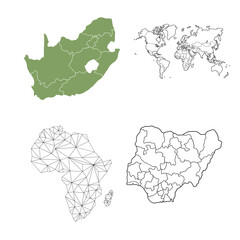 Detailed vector illustration of a map with geographic features and text labels