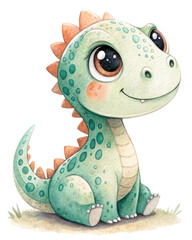 Cute Watercolor Dinosaur 