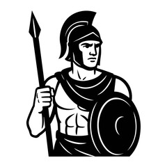 Ares Greek God of War – Black and White Minimalist Illustration - SVG