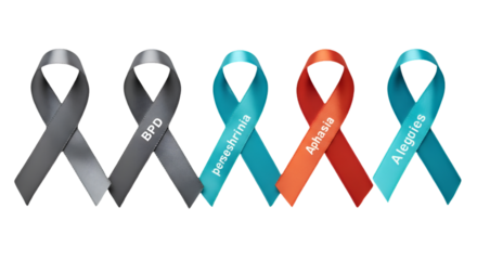 Ribbons Awareness Illustration on Black Background for Mental Health Support