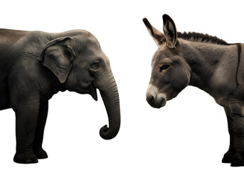 Fototapeta premium Realistic Isolated Illustration Of Elephant And Donkey Political Symbols