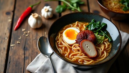 Deliciously Prepared Asian Noodle Soup With Flavorful Broth And Fresh Ingredients Ready To Eat