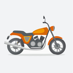 Fototapeta premium Illustration of a classic orange and black motorcycle on a light background depicting transportation