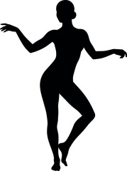 Elegant female silhouette dancing