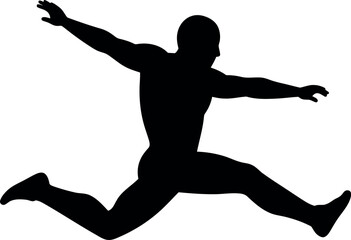 Silhouette of man jumping athletic movement dynamic pose