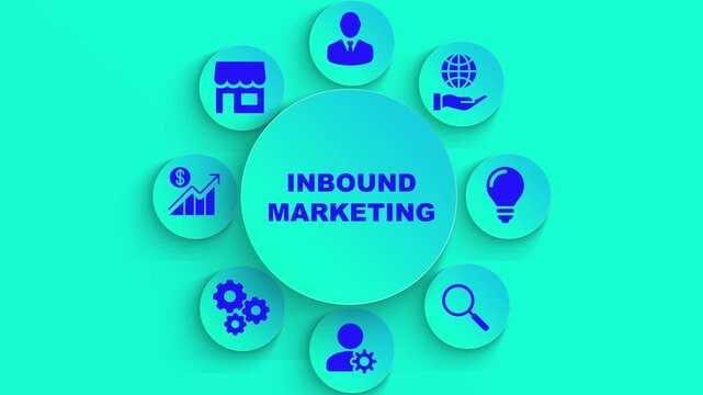 Inbound marketing strategy with digital Icons concept, business, technology, internet and network concept. virtual screen inscription: inbound marketing