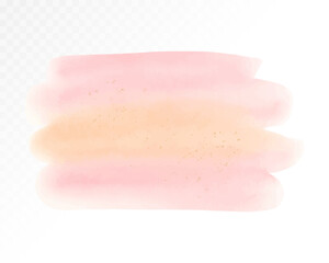 Watercolor brush strokes in soft pink, peach, and beige tones. Abstract pastel texture perfect for backgrounds and elegant design accents. Vector illustration.