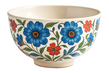 Hand-painted ceramic bowl with floral patterns, suited for decorative purposes in a living room.