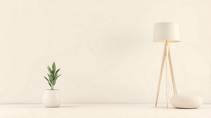 Minimalist interior design with floor lamp and plant for home decor and living space ideas