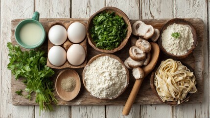 Fresh ingredients for pasta dish