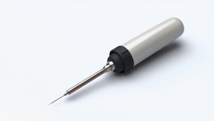 Precision Needle Applicator Tool A Sleek and Functional Instrument for Detailed Work in Crafts Electronics and Medical Applications on a Clean White Surface