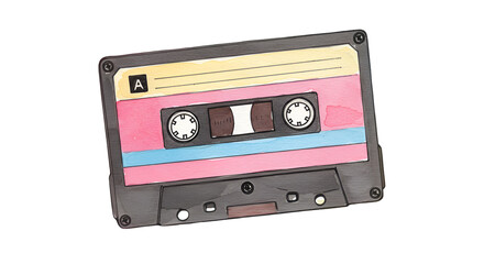 Fototapeta premium Retro Cassette Tape Illustration On Transparent Background