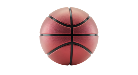 Realistic Red Basketball With Black Lines Isolated on Transparent Background