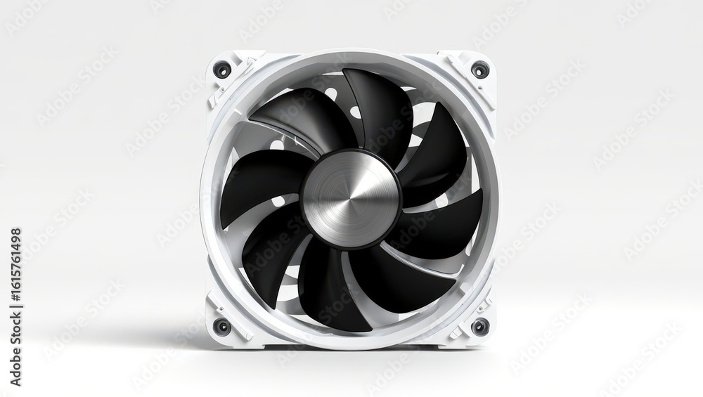 Poster high performance computer fan with black blades and white frame cooling solution for optimal system 