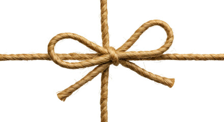 Realistic Isolated Brown Rope Bow Tied on Transparent Background