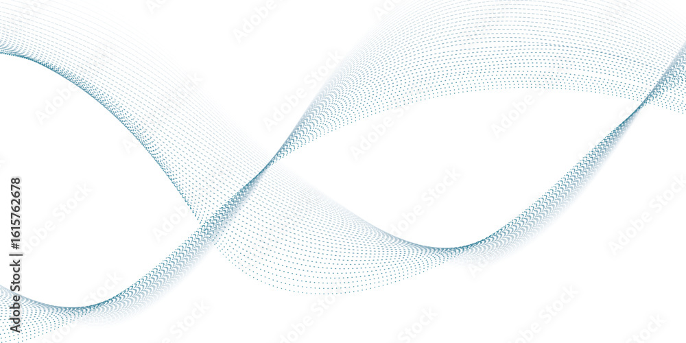Aufkleber blue dotted wave line pattern. flowing dot particles wave pattern halftone black gradient smooth cur