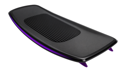 Wakeboard with a concave deck and purple accents for enhanced control