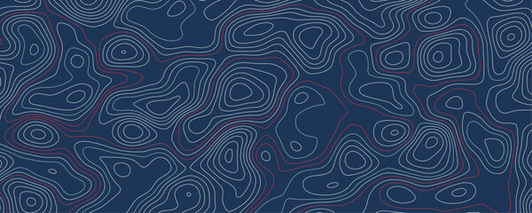 Abstract background wavy topographic line contour geography map. Seamless pattern and banner design. Modern and dynamic feel to topographic mapping vector illustration.	