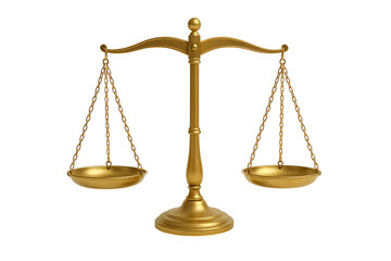 Golden Justice Balance Scales Isolated on Transparent Background &ndash; Symbol of Law, Equality, and Fairness