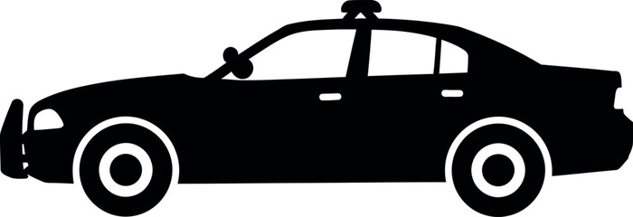 Black silhouette police car vector icon © Taslima