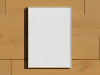 Vertical Blank Frame on Modern Wooden Wall Panel